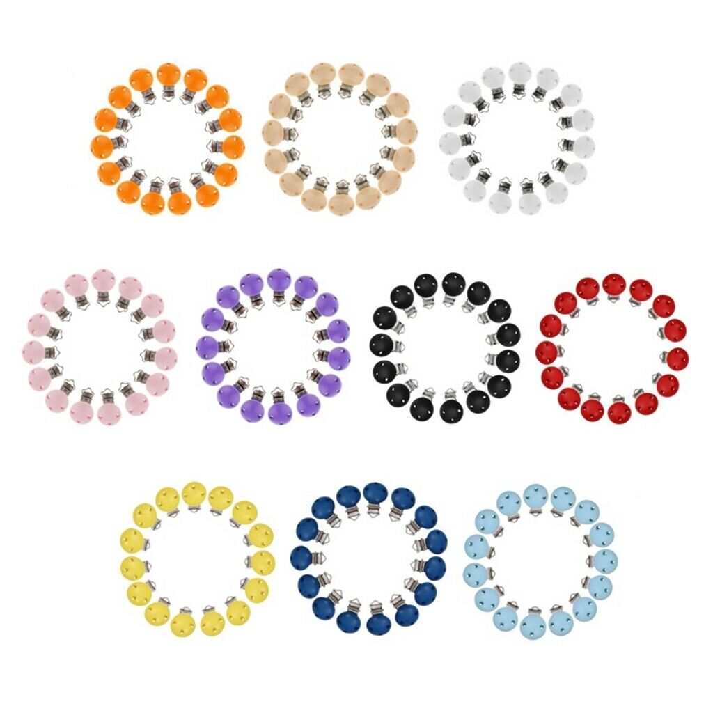 75 Pieces Wooden Round Baby Pacifier Clip Soother Dummy Clips DIY Bead Tool