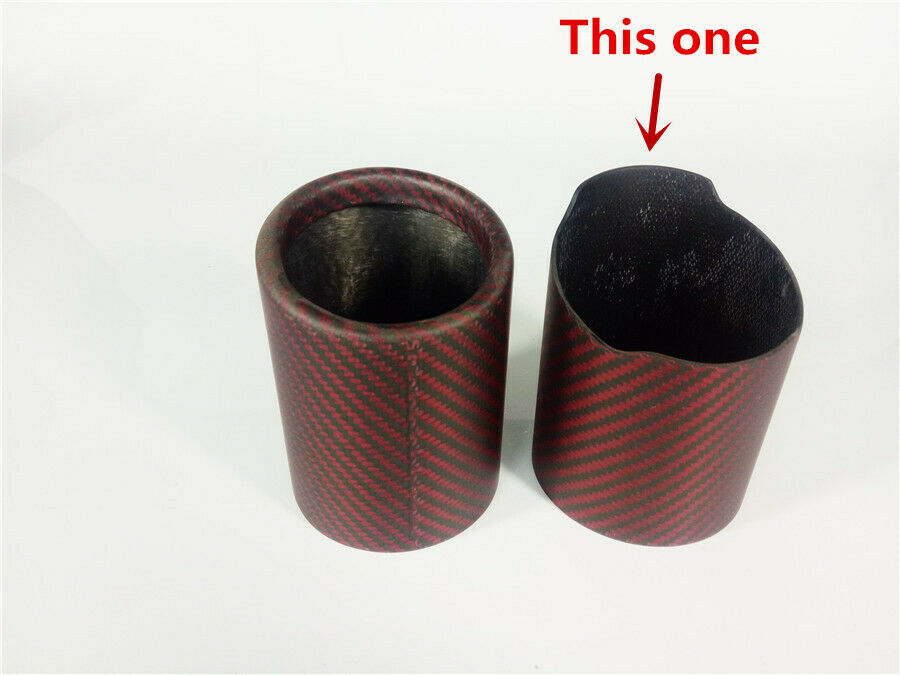 3" Matte Red Car SUV Carbon Fiber Exhaust Muffler Pipe Cover Tip Decoration Case
