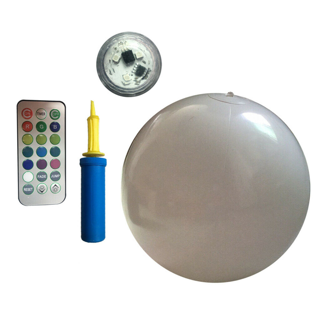 Inflatable Pool Floats Ball 16'' LED Beach Ball Glowing PVC Ball for Swimming
