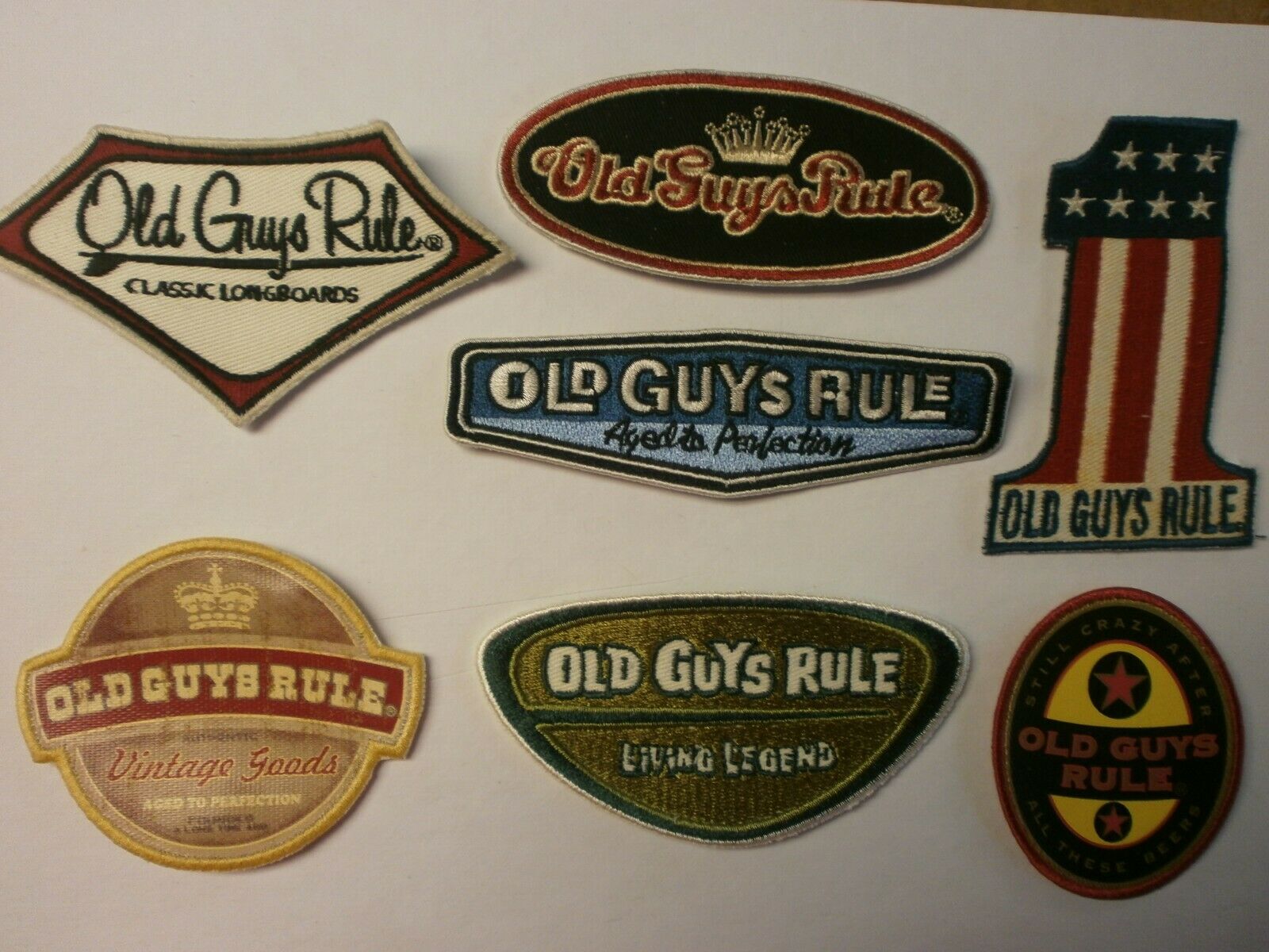 7 OLD GUYS RULE  EMBROIDERED FABRIC PATCHES  YOU GET ALL 7 AS PICTURED