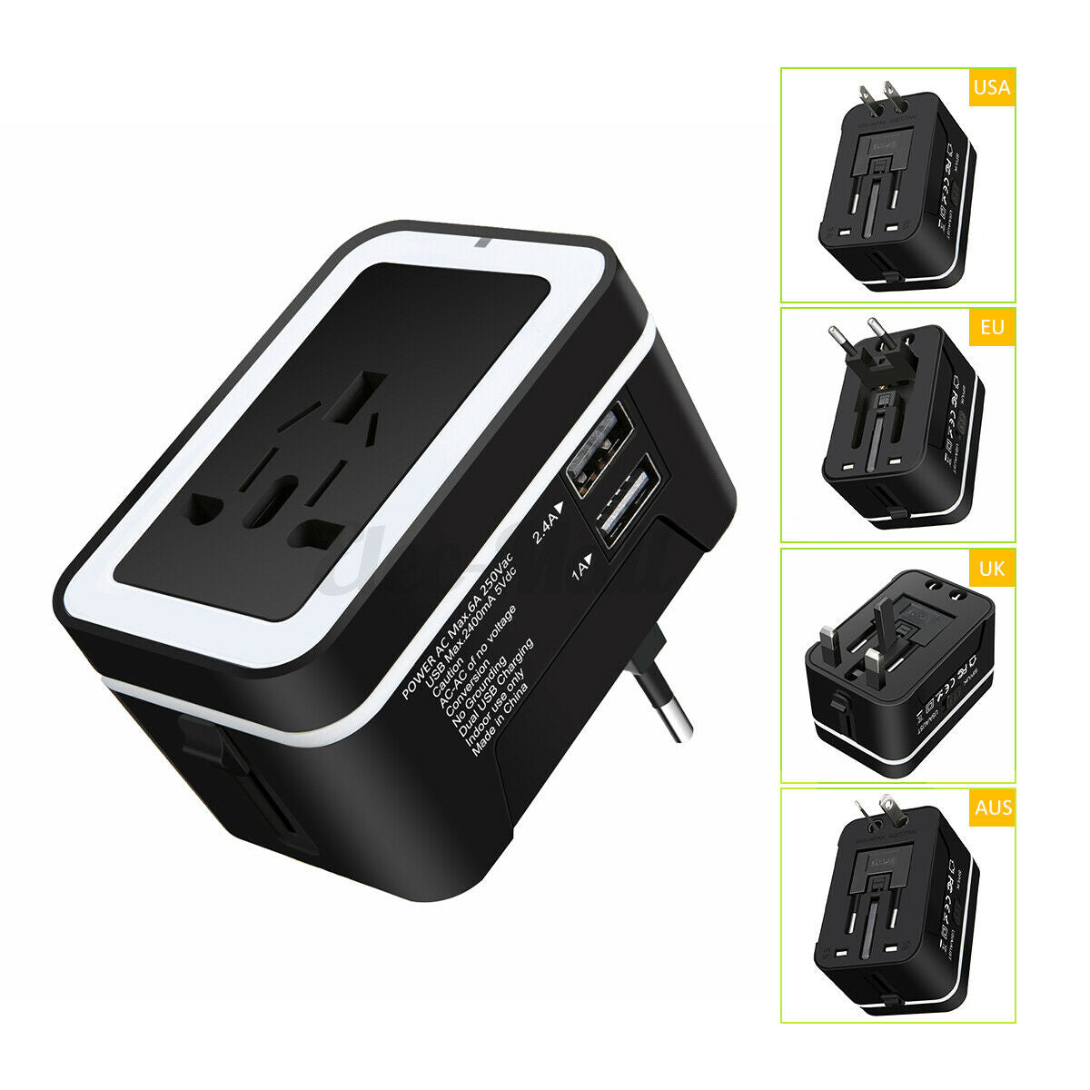 Universal Travel Converter Adapter Wall Charger International AU/US/EU/UK Plug