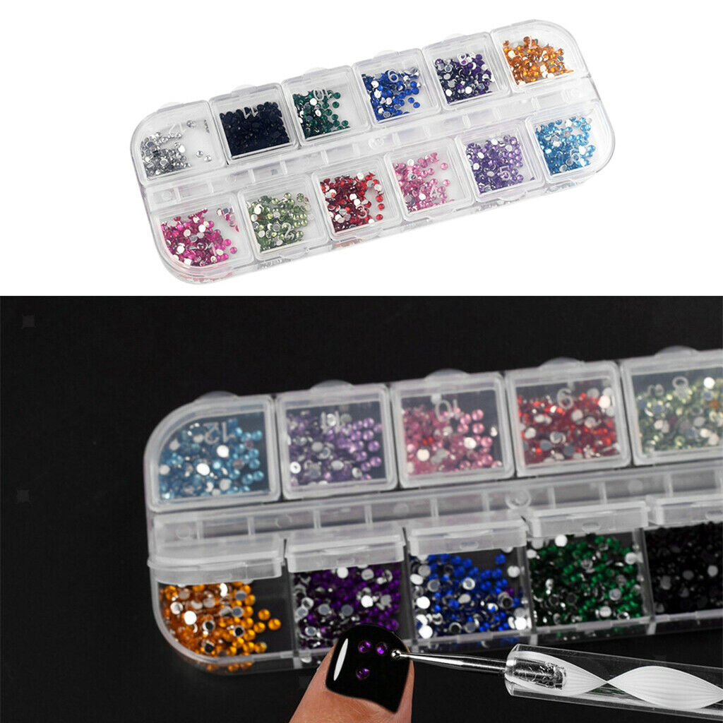 Plastic 12 Blocks Combination Diamonds Ornaments Nail Art Rhinestones Crafts