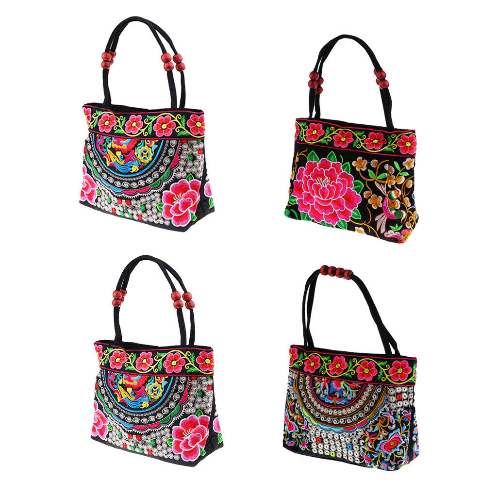 3x Boho Women Handbag Handmade Embroidered Tote Bag Handle Structured Beach Bag