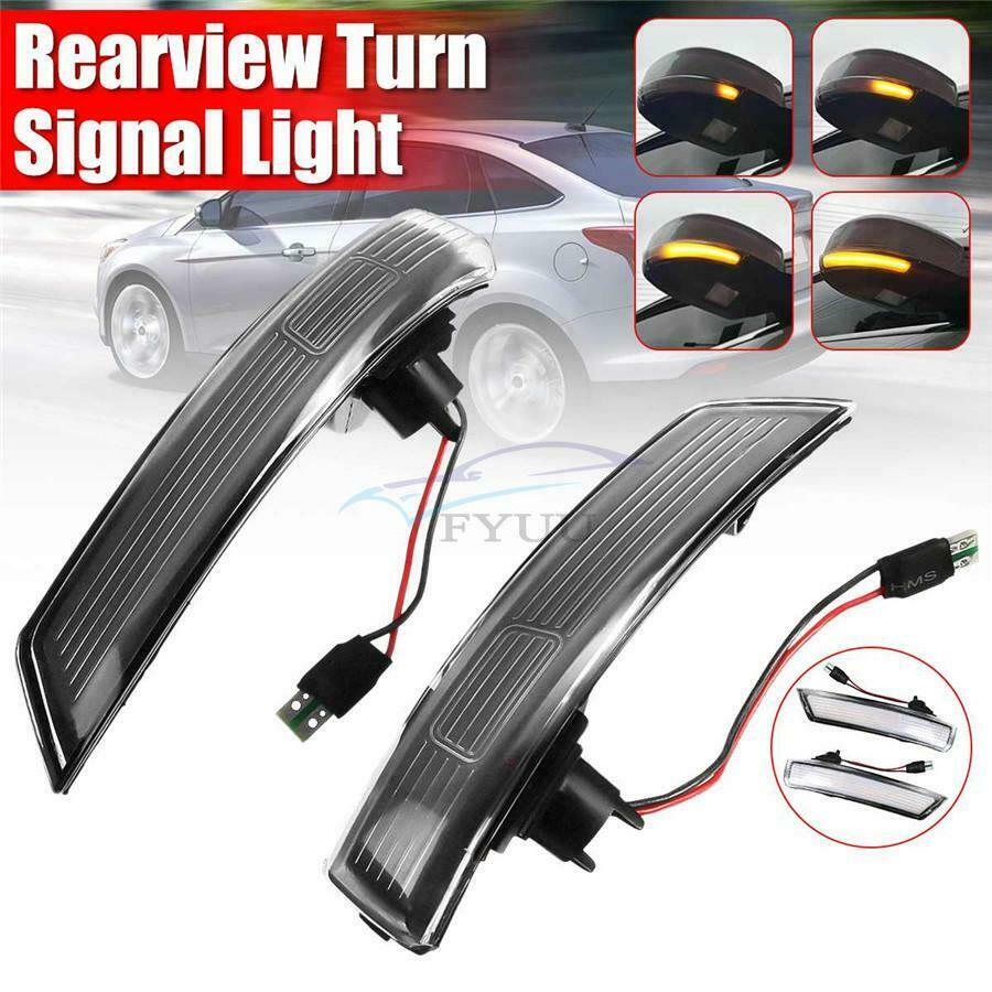 2× Smoke-activated Rearview Mirror Turn Signal Light Left & Right For Ford Focus
