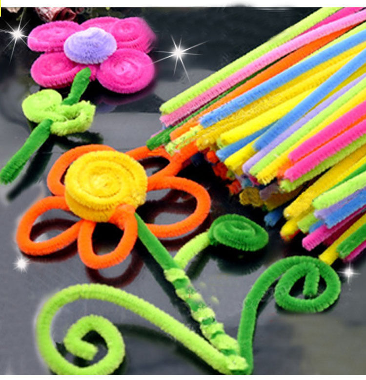 DIY100 pcs Colourful Pipe Cleaner Chenille Craft Stem hand-woven Children Puzzle
