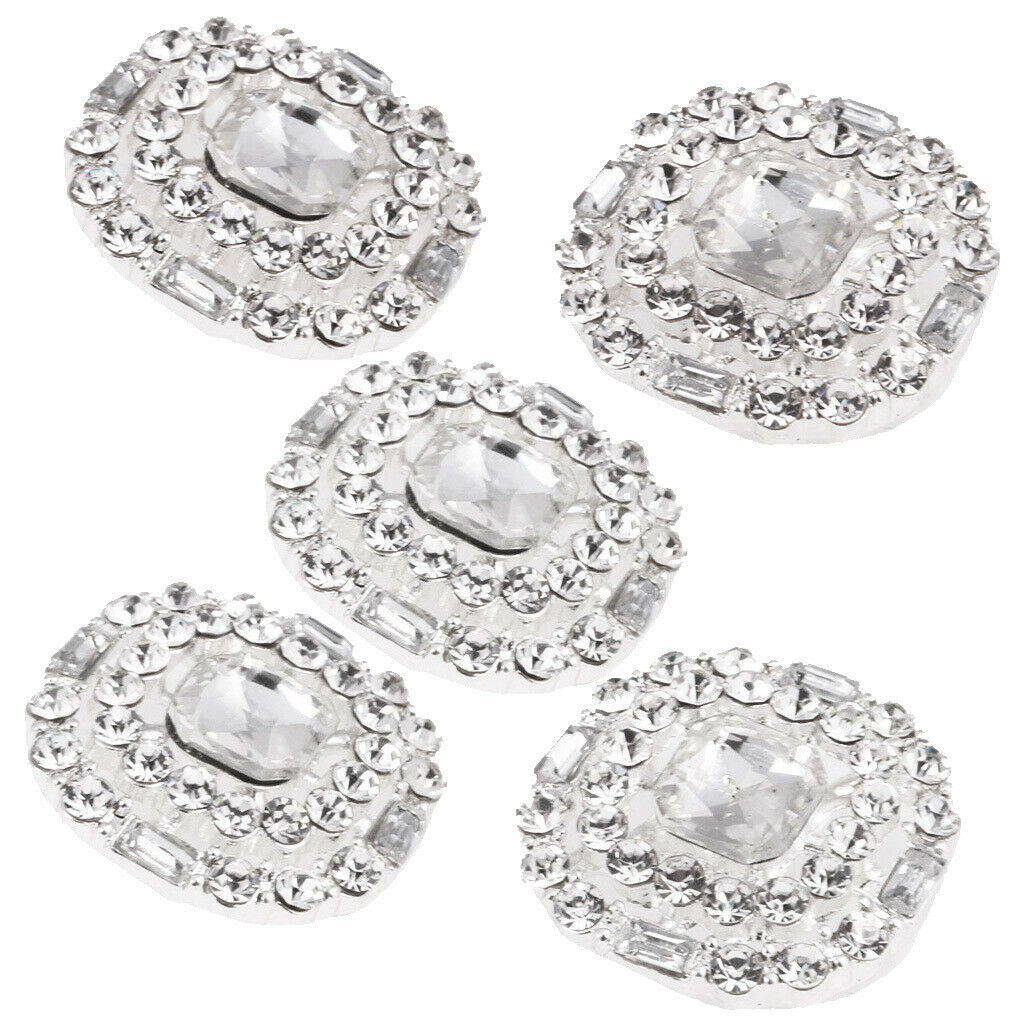 5x/Pack Rhinestone Round Shank Buttons Sewing Buttons Wedding Decor 23mm
