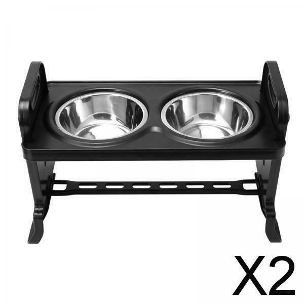 2X Elevated Dog Bowls with Stainless Steel Bowls Detachable Food Water Dish L