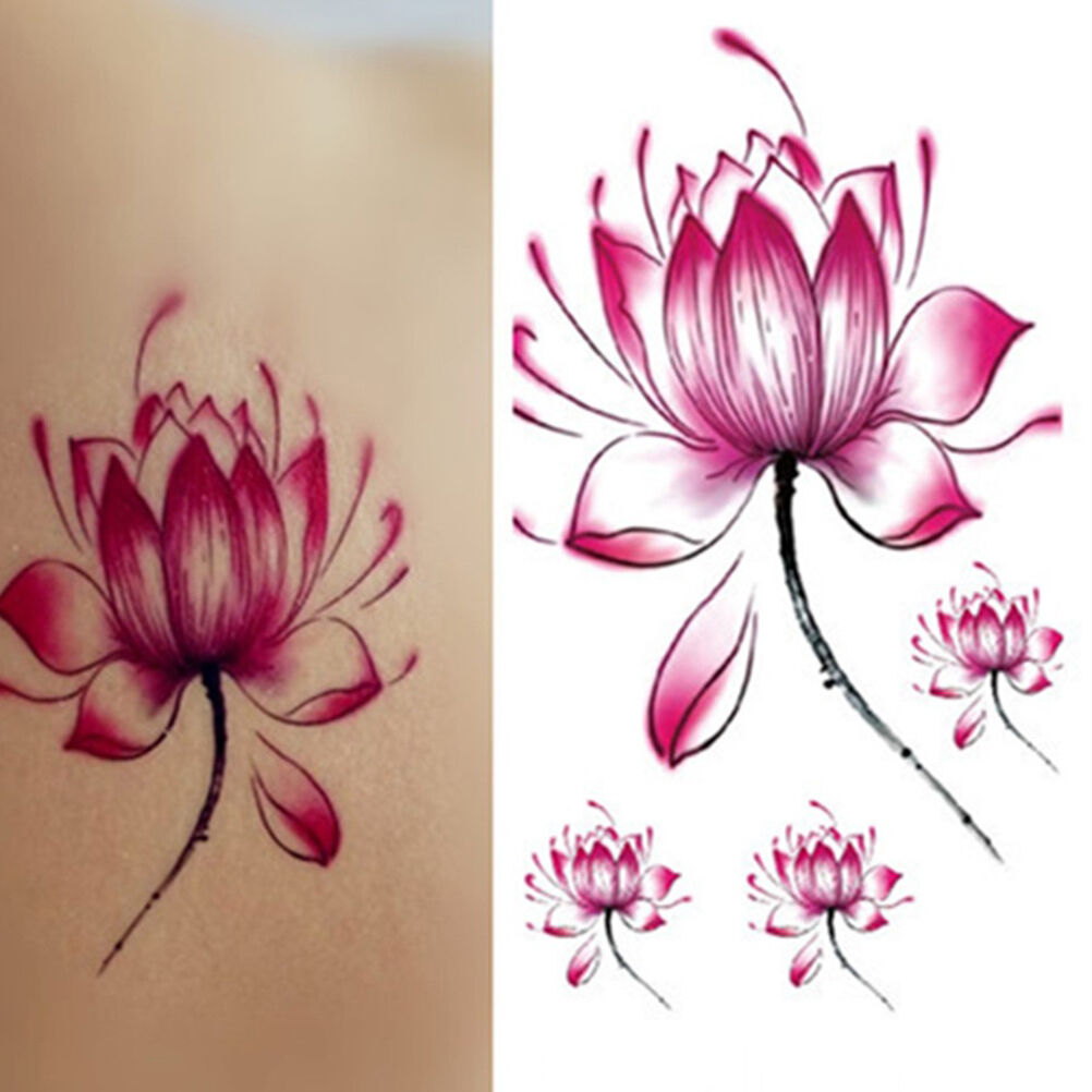 Waterproof Lotus Flower Tattoo Stickers Floral Pattern  Temporary Body Art BDAU