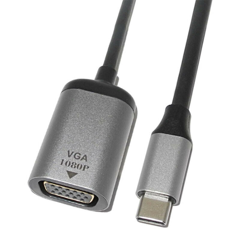 2Pcs Type-C to VGA Adapter Cable Typec to VGA  Converter USB3.1 Extend 1080P VM3