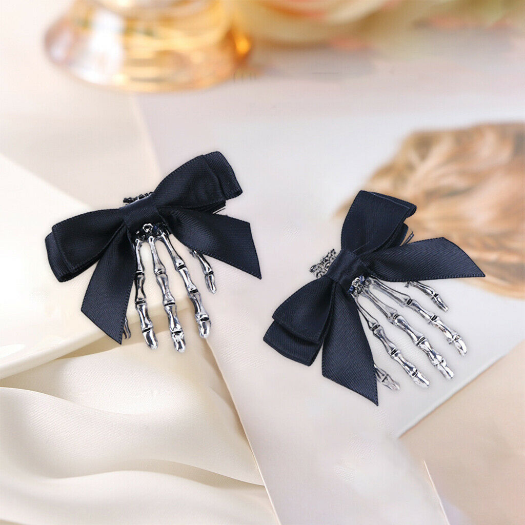 2Pcs Halloween Skeleton Bone Claw Hair Clip Zombie Hand Hairpin for Girls