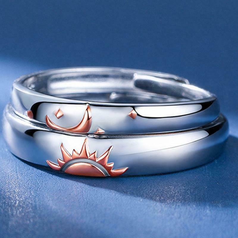 1 Pair Sun and Moon Lover Couple Rings Set for Him and Her Valentines Day Gifts