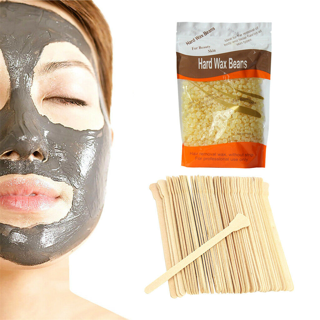 100g Hard Wax Beans Painless Hair Removal Arm Bikini Body Waxing + Spatulas