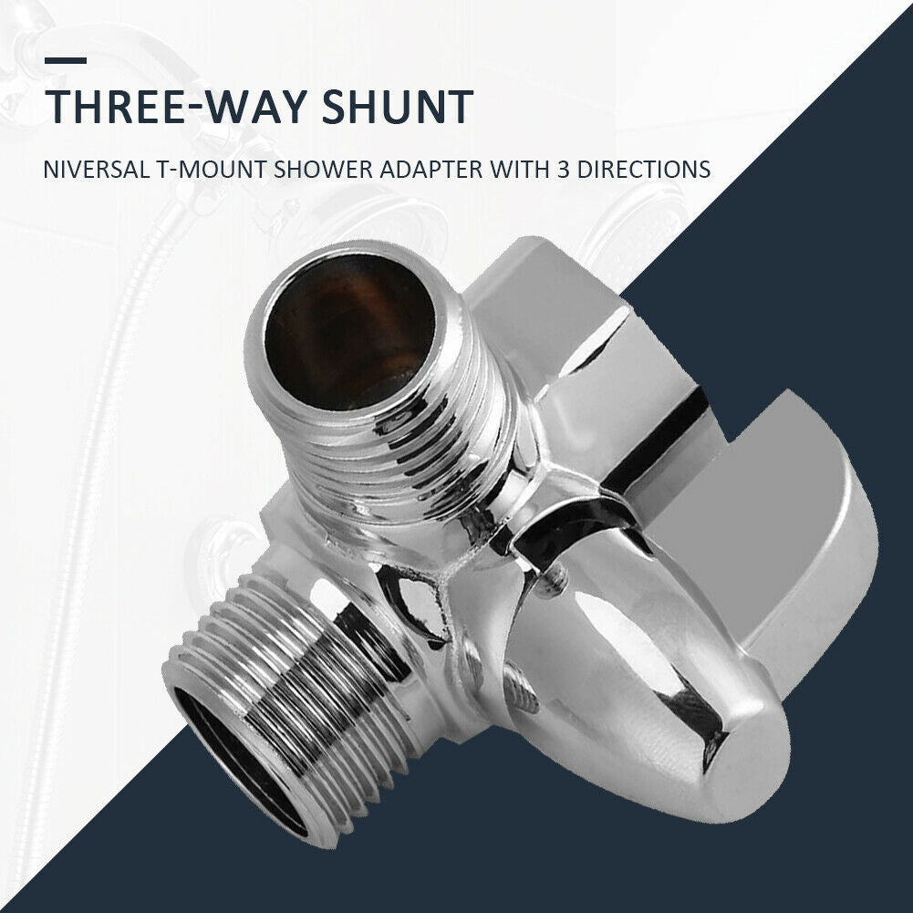 Brass G1/2 3-Way Shower Arm Diverter Valve Chrome Plated for Hand Shower @