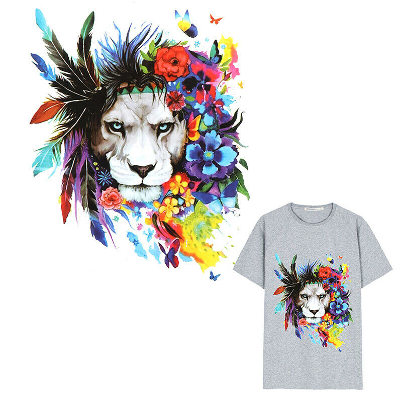 feather lion Patches Heat Transfer Iron On Patch Washable Clothes SticY1