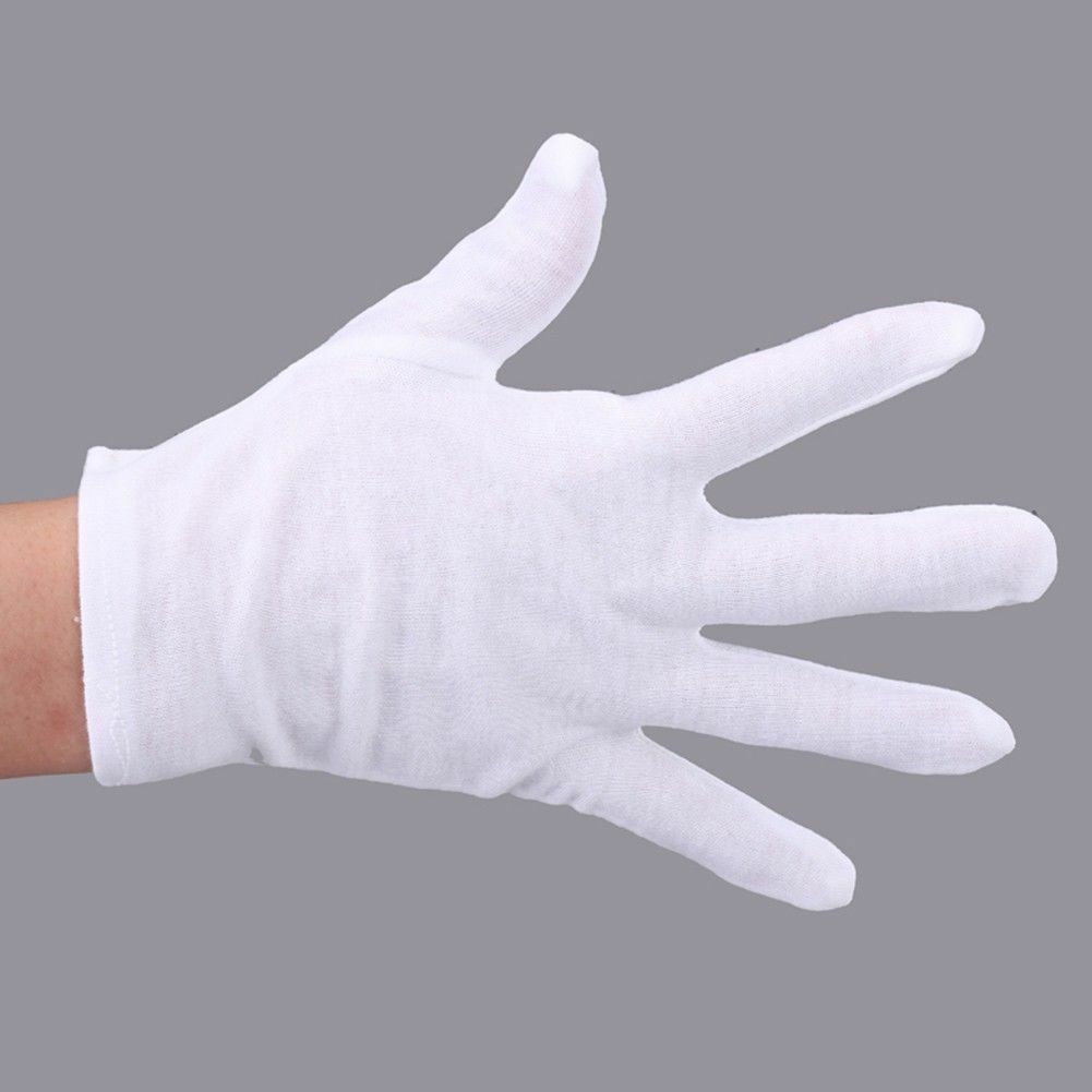 5 Pairs White Gloves Inspection Cotton Work Jewelry Lightweight Hight Quality
