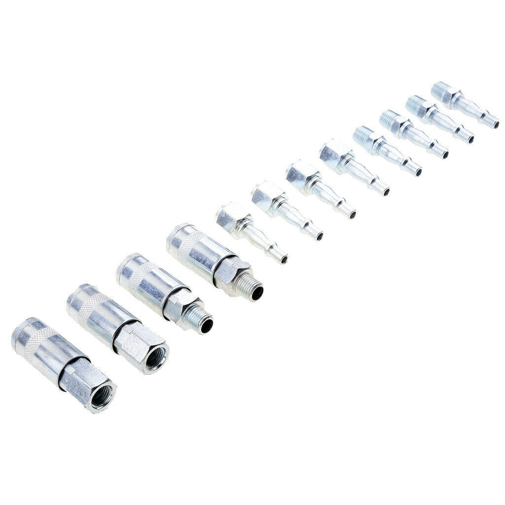 12 Pieces Air Line Hose Compressor Fitting Connector Quick Release 1/4'' BSP