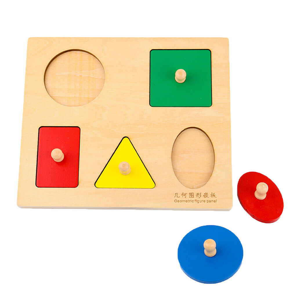 Wooden   Geometry Blocks Sorting Peg Puzzle Jigsaw Game Toddler