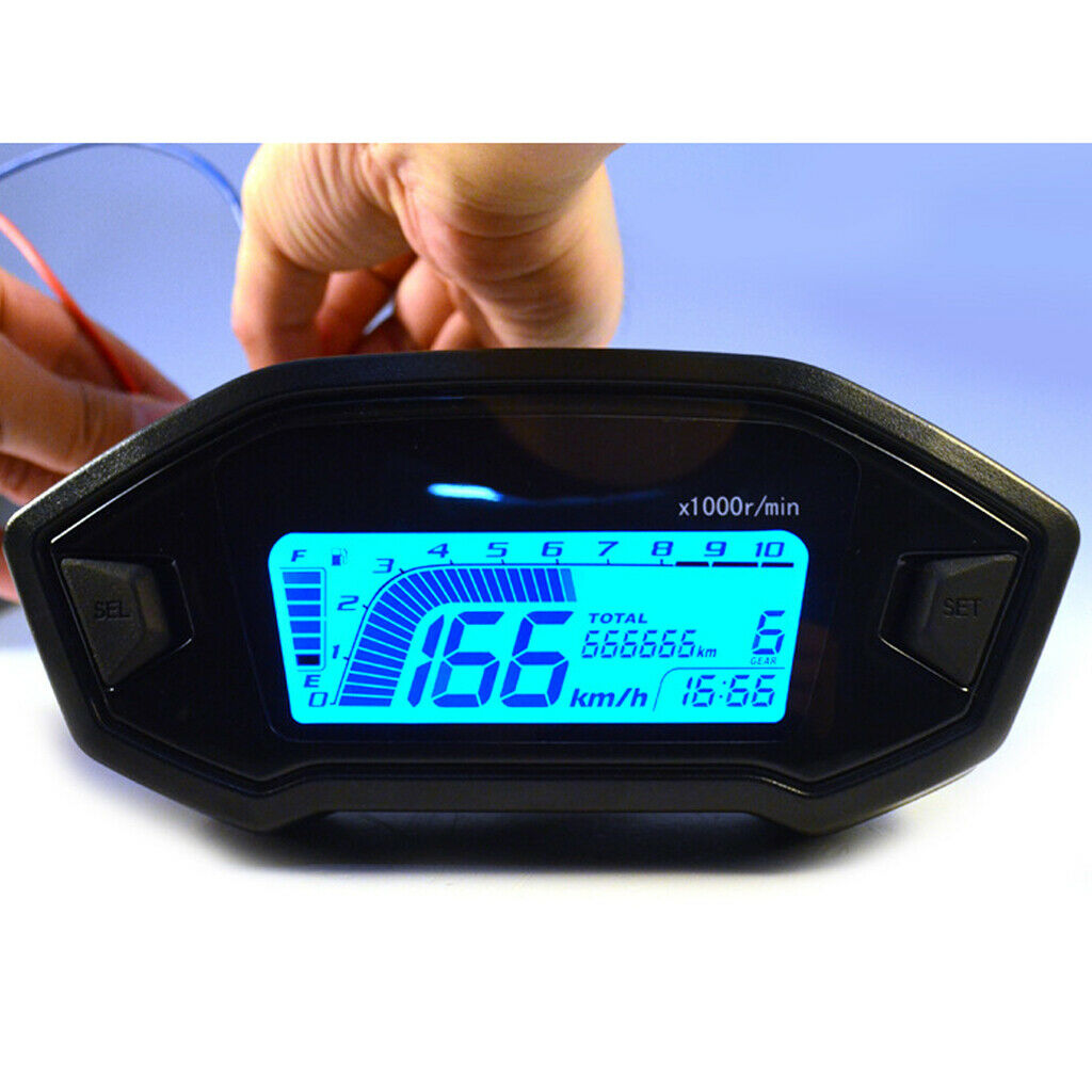 150mm LCD Digital Backlight Motorbike Odometer Speedometer Tachometer Gauge
