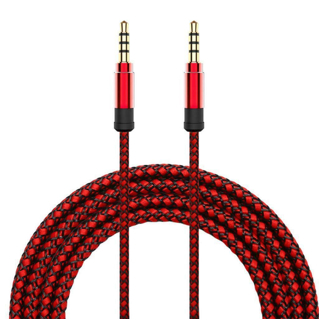 3.5mm   Male To Male Plug Headphone Stereo Audio Aux Cable Cord Nylon Braided