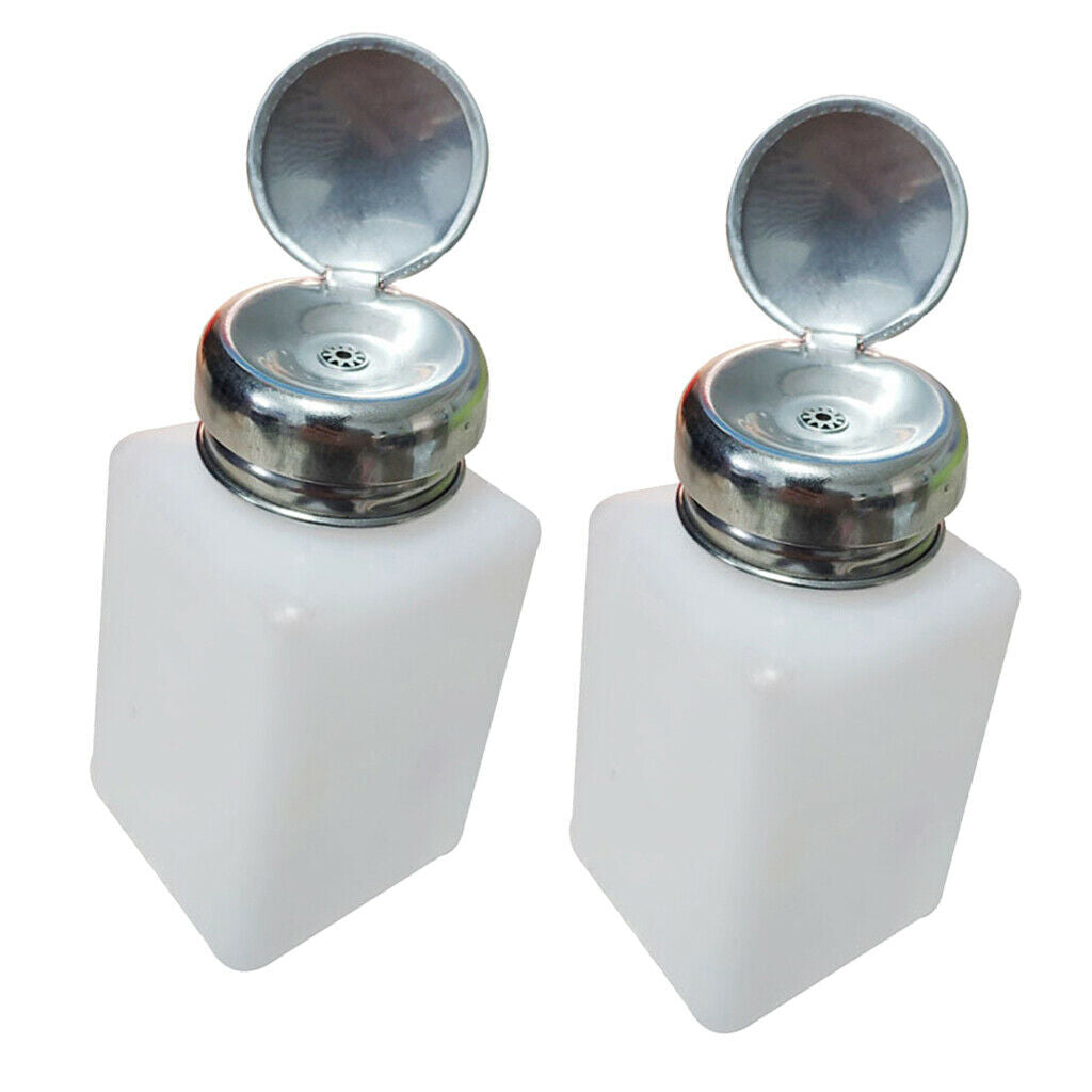 2 lot 7oz Square Makeup Remover Press Pumping Bottle Lockable Pump Dispenser