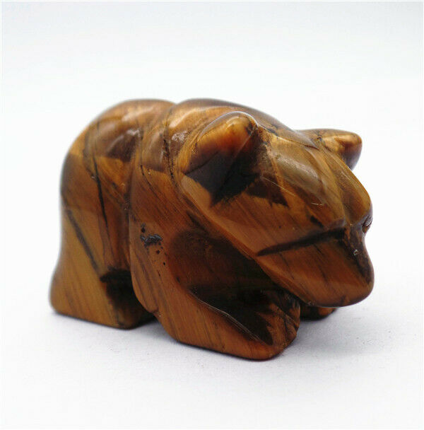 44x29x22mm Natural Tiger Eye Gem Carved Bear Decoration Statue Home Decor HH7725
