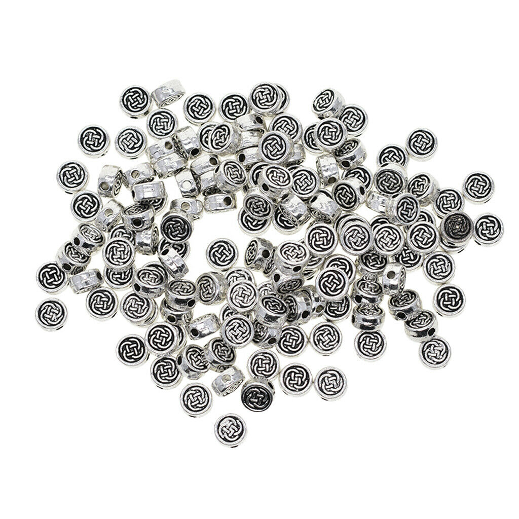 100Pcs Celtic Knot Beads Loose Spacer Round Beads Charms DIY Jewelry Making