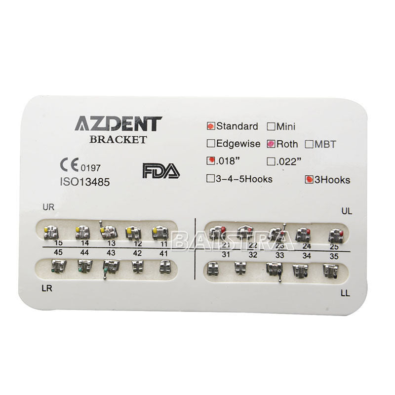 20X Dental Orthodontic Bracket Braces Standard Roth Slot.018 Hooks 3 AZDENT