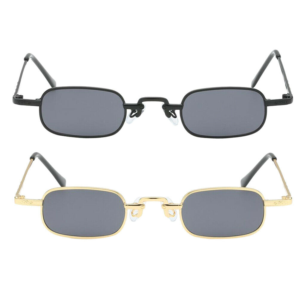 2pcs Fashion Rectangle Sunglasses Small Frame UV400 90s Eyewear Glasses
