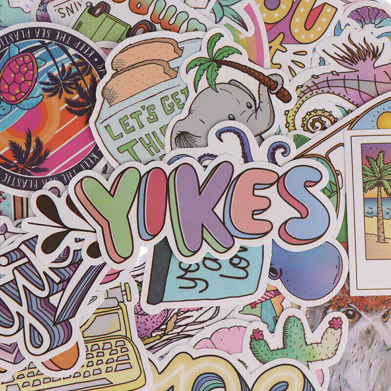 50Pcs Happy vsco Cartoon Stickers Laptop Phone Skateboard Car Suitcase Dec Kt