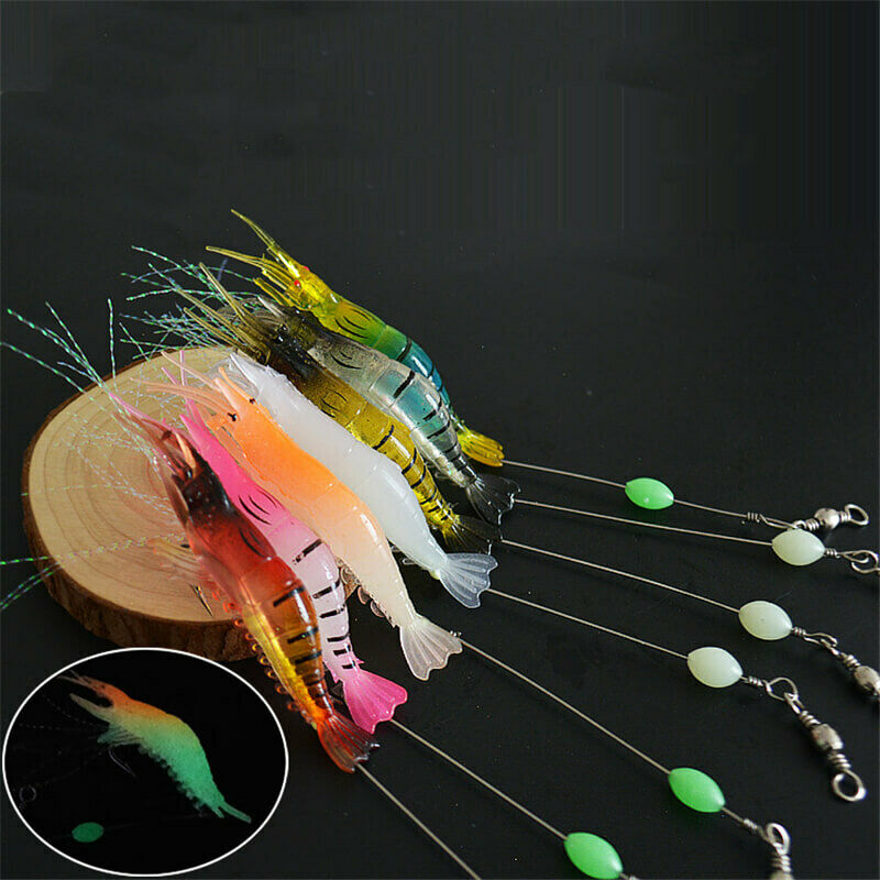 7pcs 8cm/5g Plastic Shrimp Fishing Lure Bait Bionic Swimbait Crankbait w/ Hook