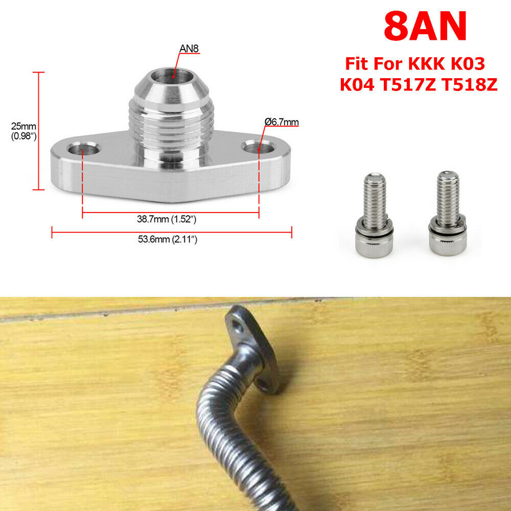 Billet Turbo Oil Drain Return Flange 8AN 38mm Fits For KKK K03 K04 T517Z T518Z