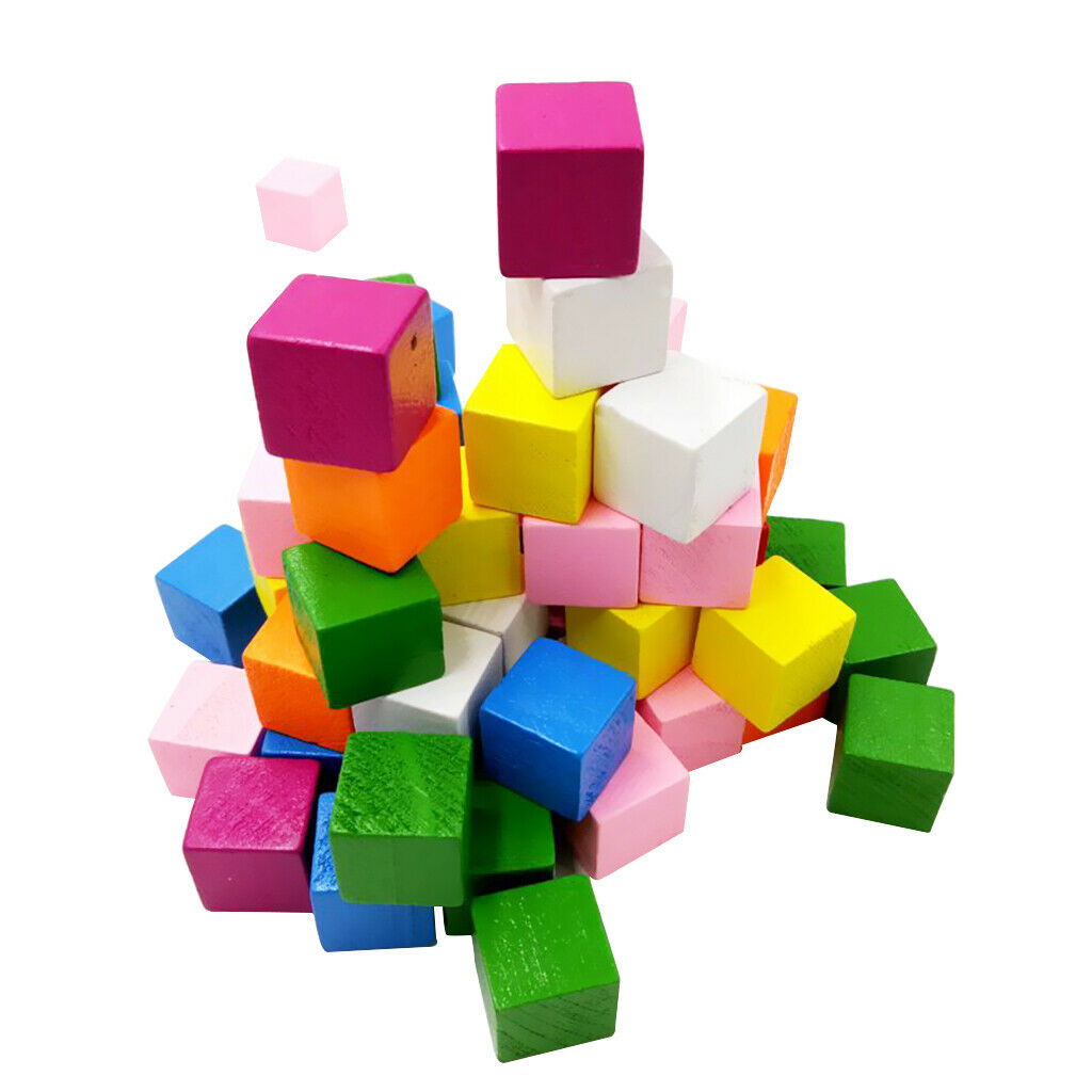 50pcs Assorted Wood Blocks Cube Embellishments For Scrapbooking DIY 15mm