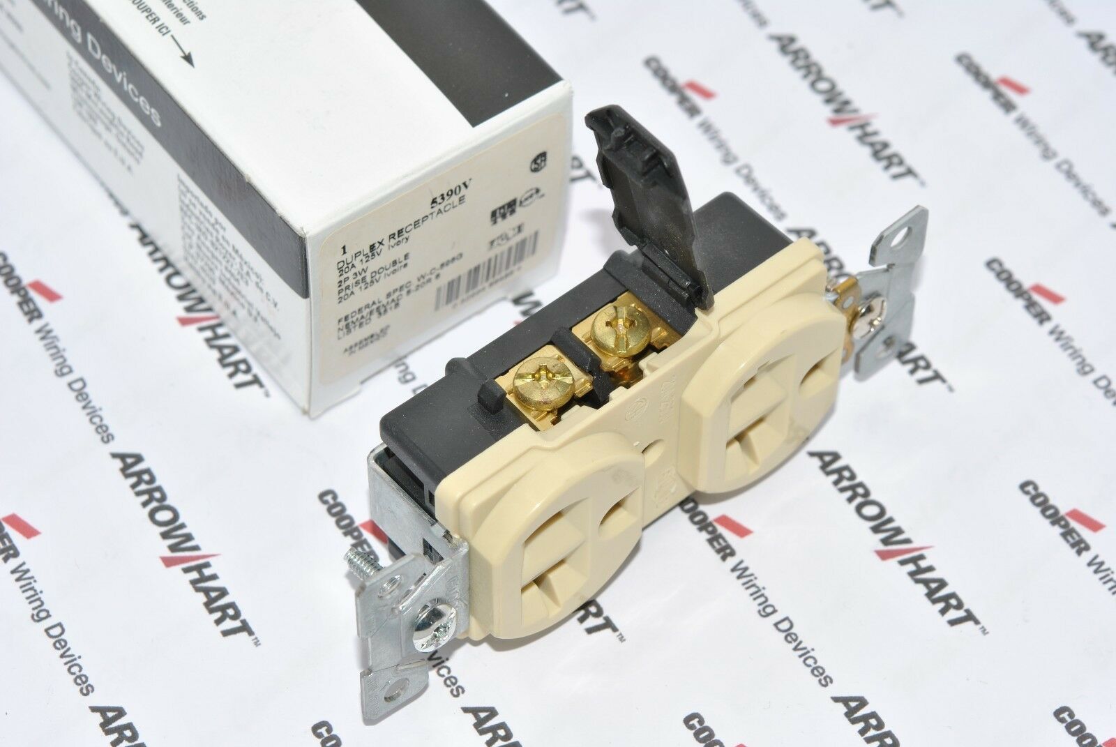 1pcs-COOPER WIRING 5390V 20A 125V - 20A 250V Premium Duplex Receptacle Outlet