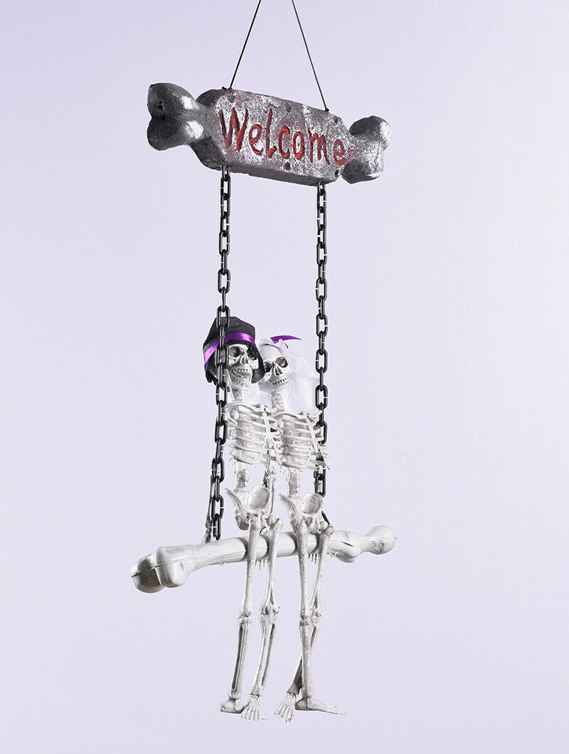 Halloween Ghost Bride and Groom Welcome Doorplate Pendant Hanging Horror Decor