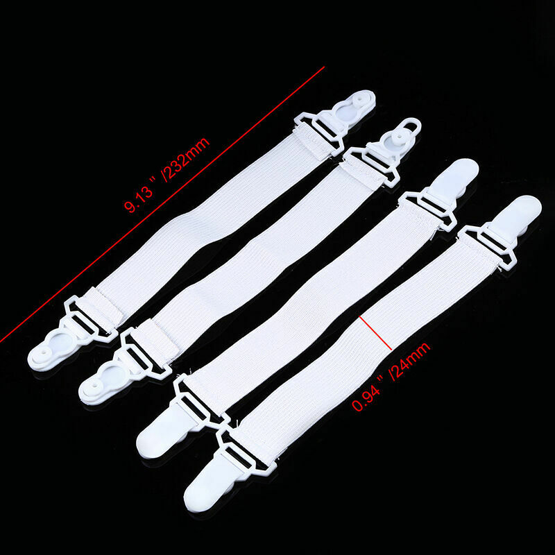 4 Pcs Bed Sheet Grippers Fasteners Mattress Clips Elastic Suspenders Grippers