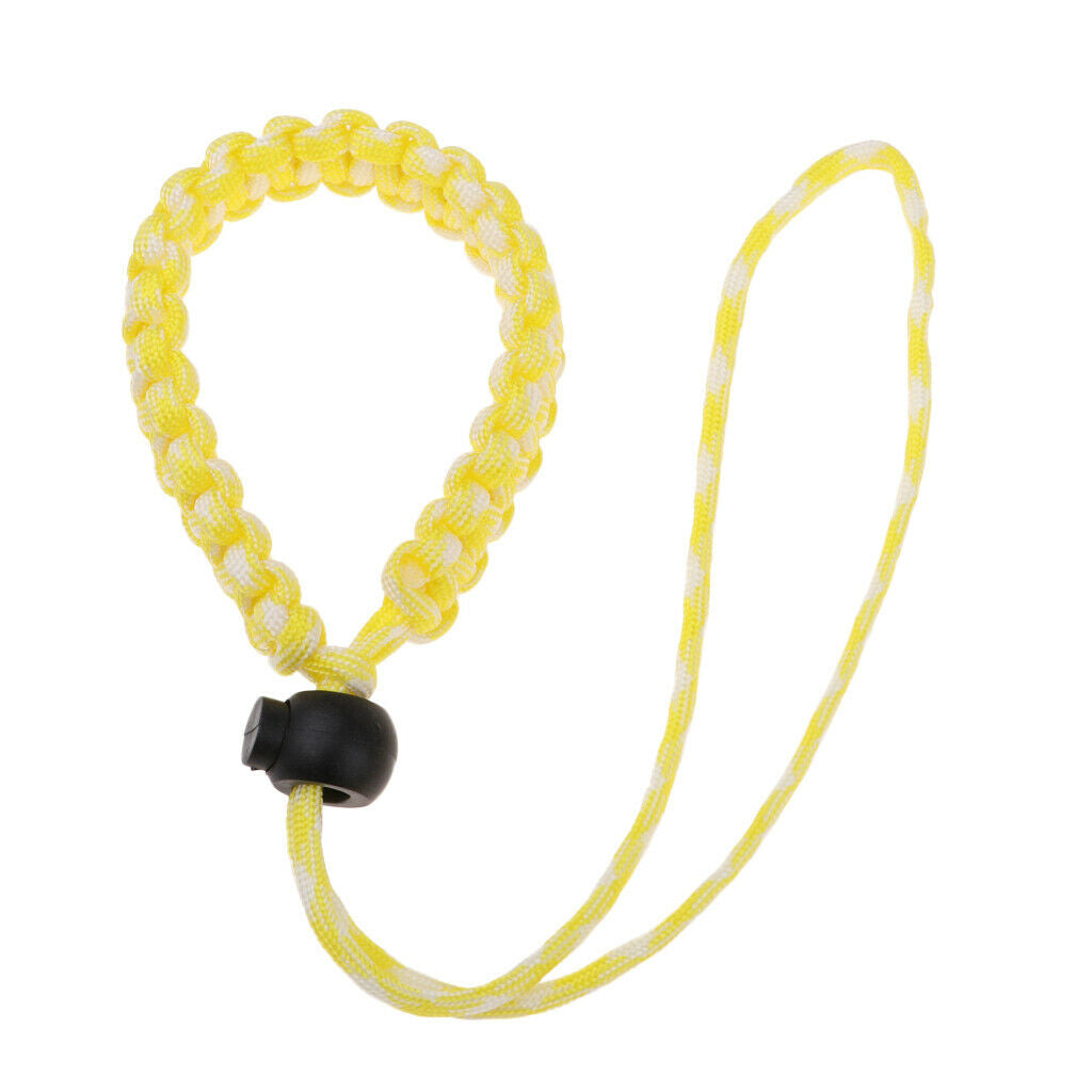 Adjustable Camera Wrist Strap Braided Paracord Hand Lanyard Yellow White