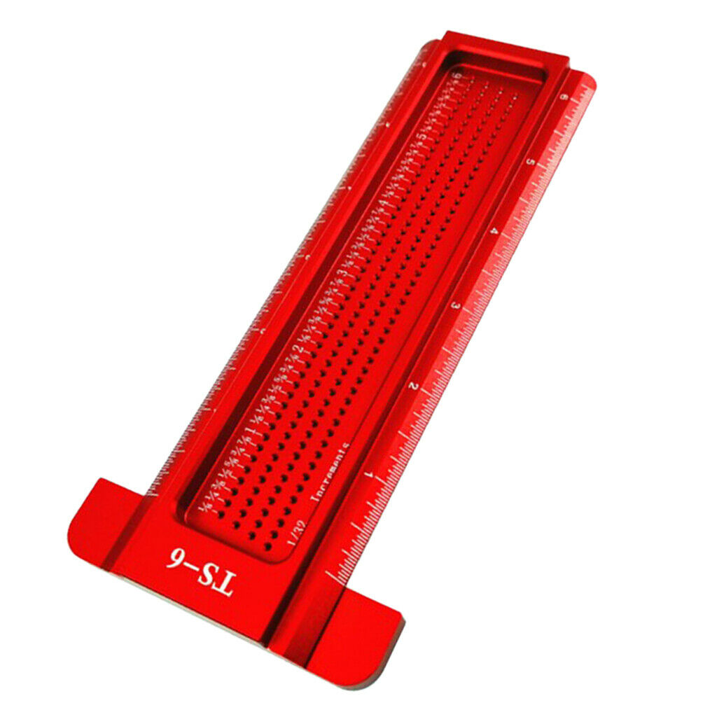 Alloy Steel Woodworking Scriber Ruler T Type Ruler Measuring Scriber Red