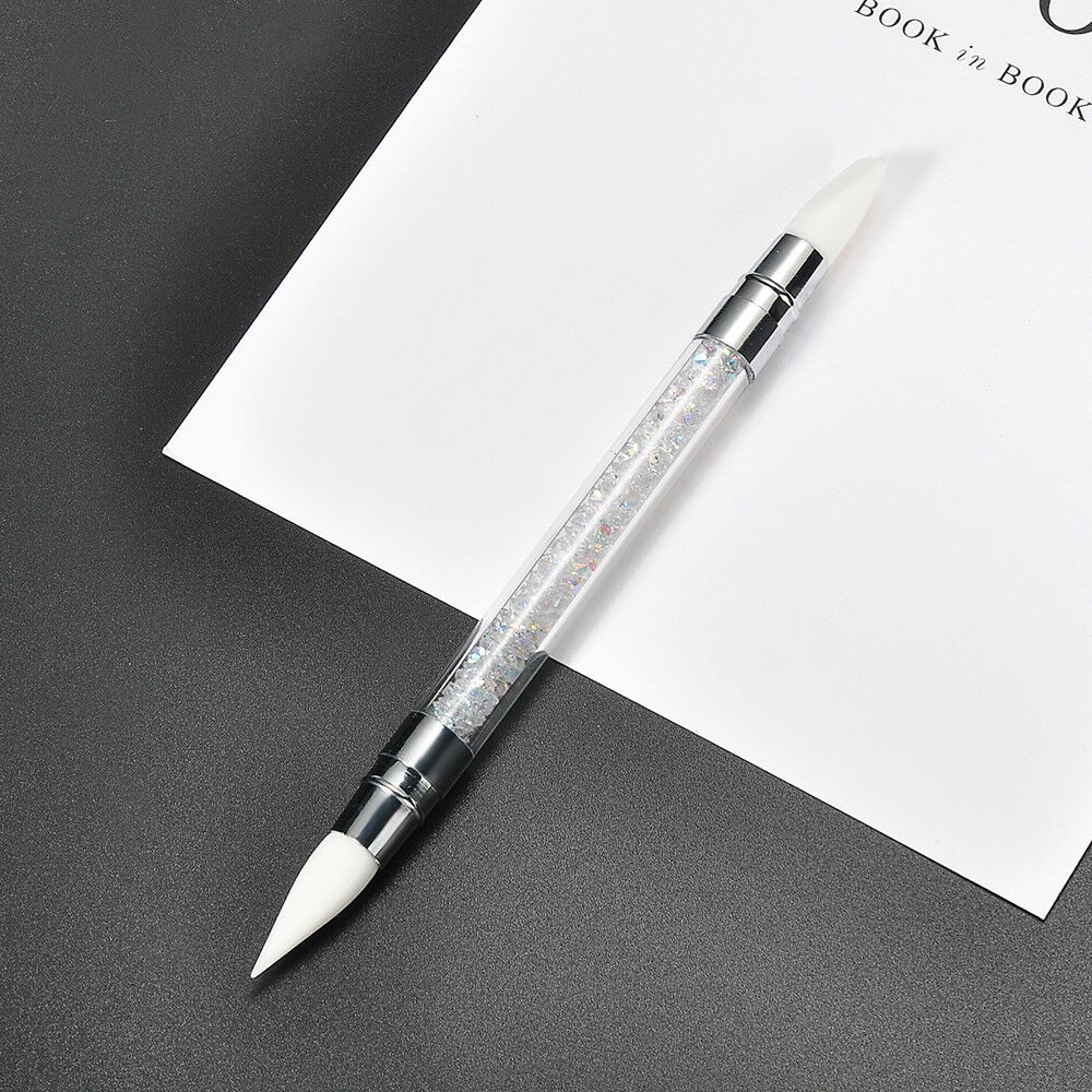 Nail Art Brush Pen DIY Silicone Head Rhinestone Carving Dotting Tool Double Side