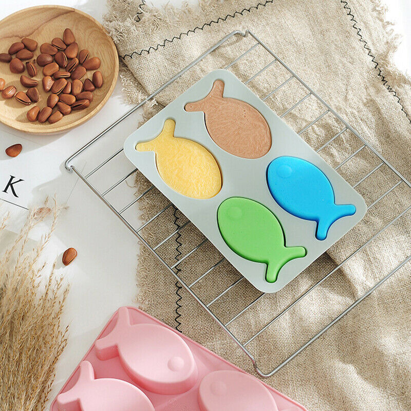 4 Cavities Cartoon Fish Flexible Silicone Soap Mold Cake Decorating Tools S W Pb