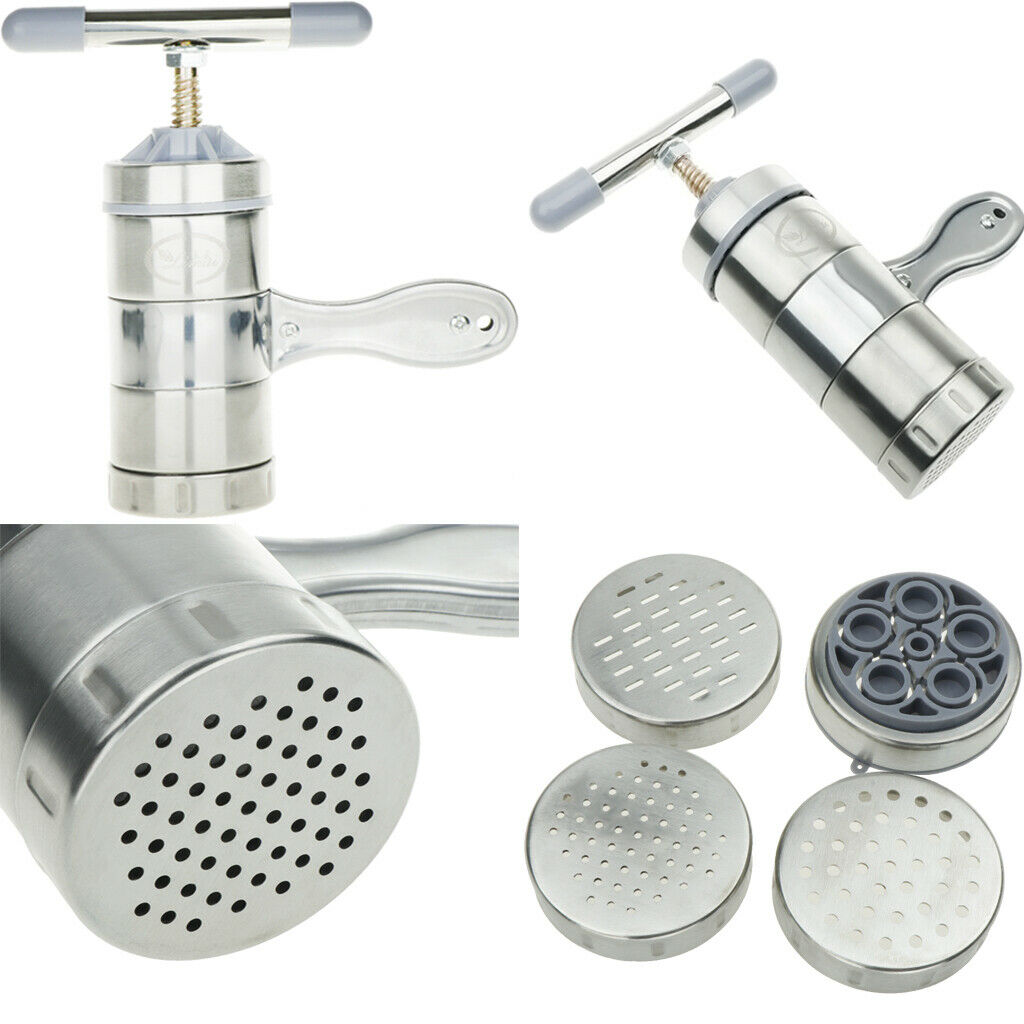 Manual Pasta Machine Noodles Spaghetti Fettuccine Tagliatelle Maker 2 Molds