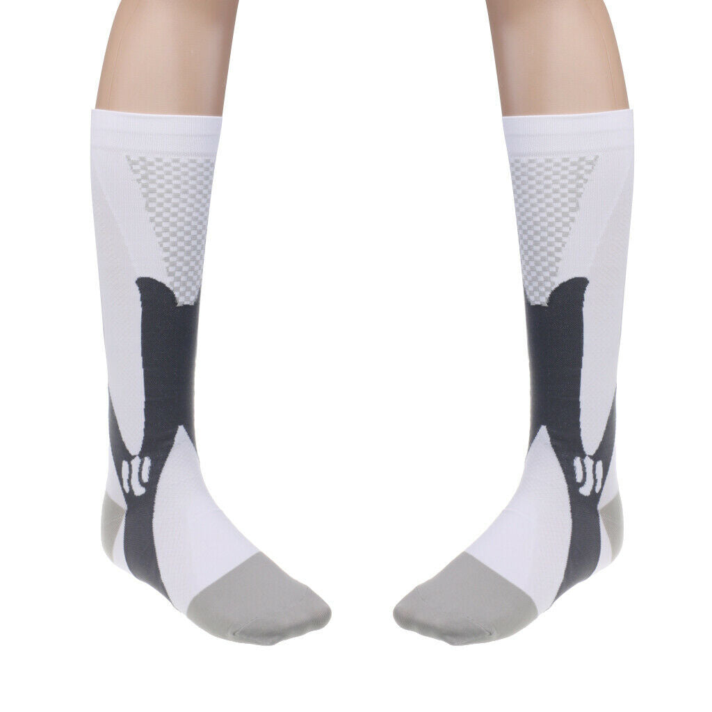 Anti-Slip Football Volleyball Soccer Knee High Sock Sports Socks S/M White