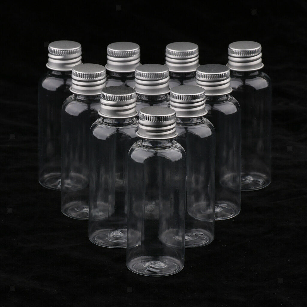 Set of 10 50ml Empty Plastic Bottle Screw   Condiment Juice Storage Vials