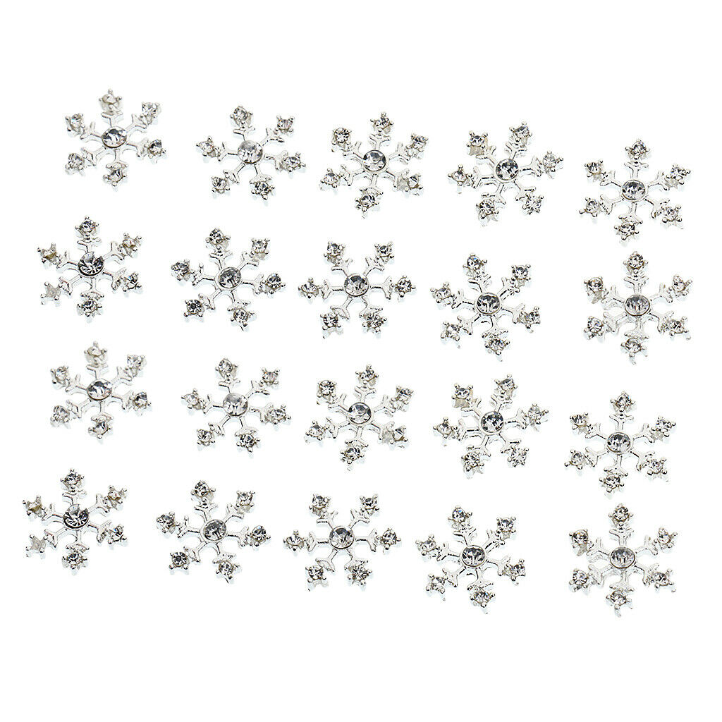 20Pcs Snowflake Crystal Buttons Rhinestone Embellishments DIY Craft Decor