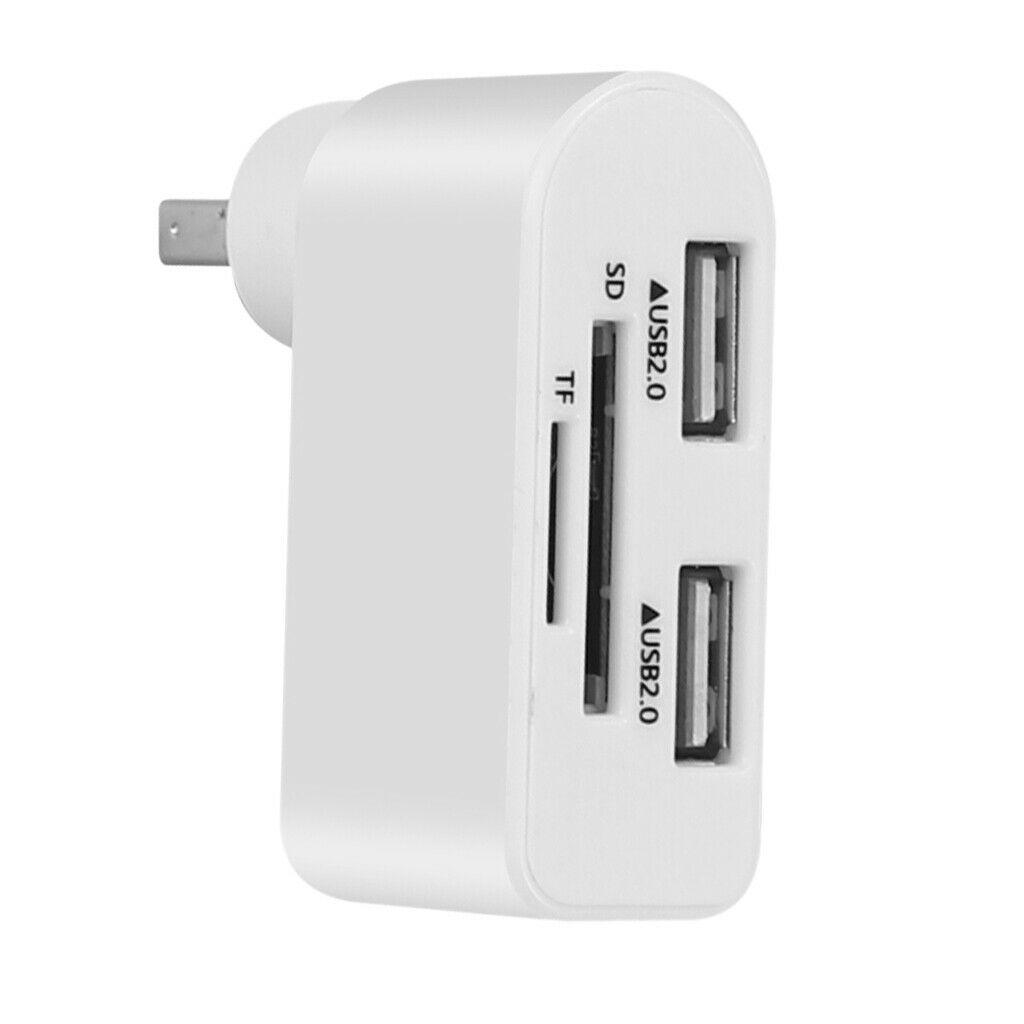 2 Port USB 2.0 Rotate 360 Splitter Adapter Hub For PC Notebook Laptop White