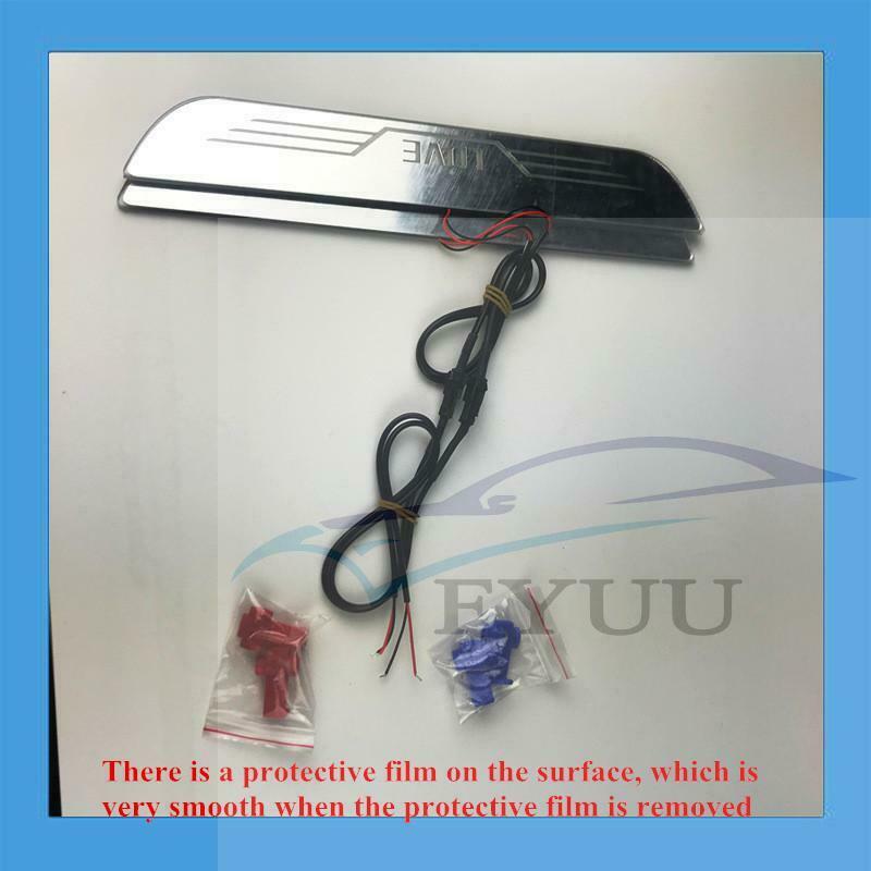 2PCS Blue LED Front Door Sill scuff Cover induction moving light Welcome lamp