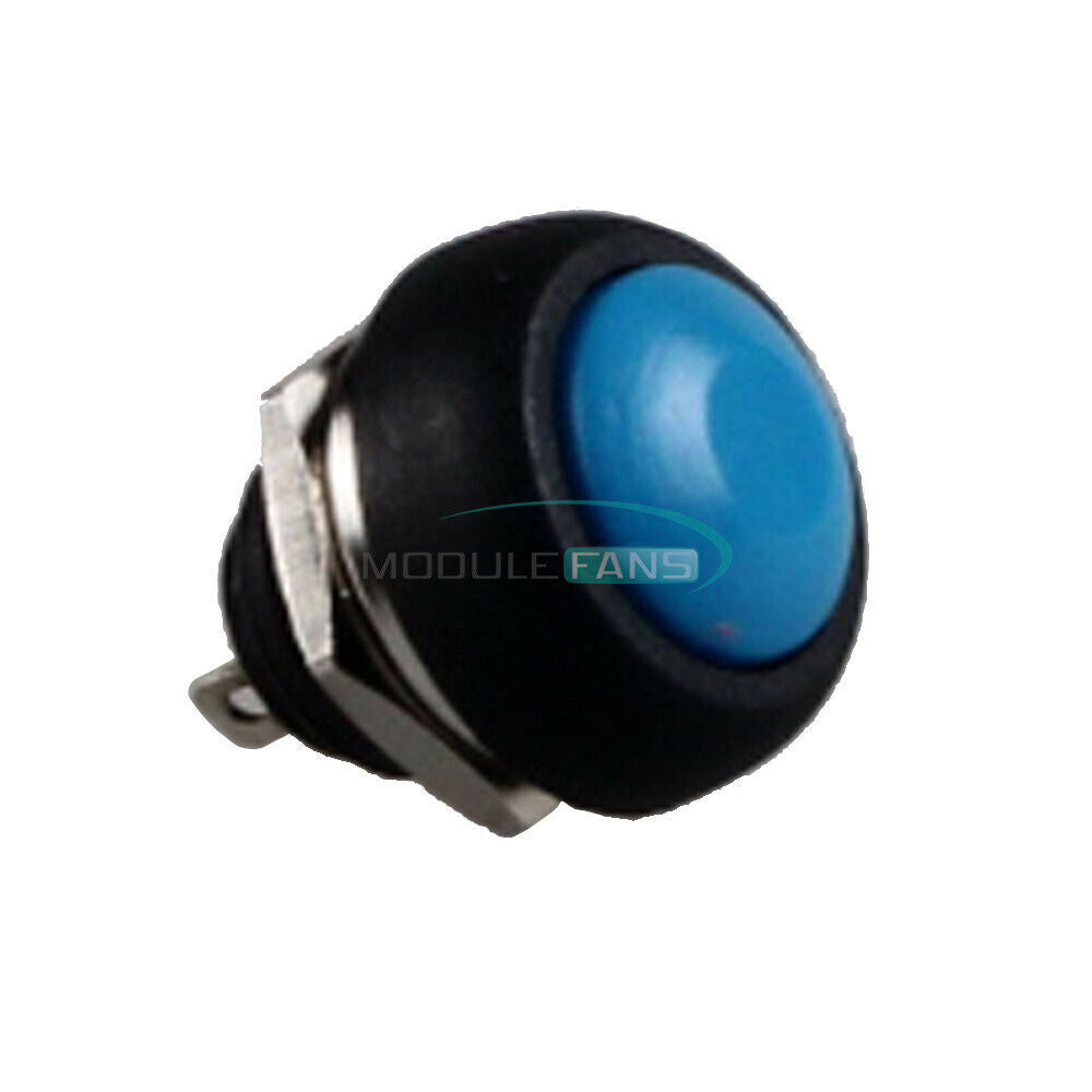 2PCS Blue 12mm Mini Waterproof Momentary ON/OFF Push Button Round Switch