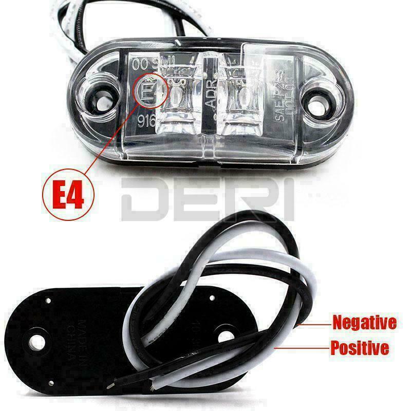 10PC White 12V 24V LED Side Truck Bus Trailer Clearance Marker Indicator Light