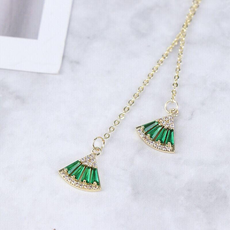 Classic Green White Crystal Geometric Necklace Pendant Chokers For Women Je SJ