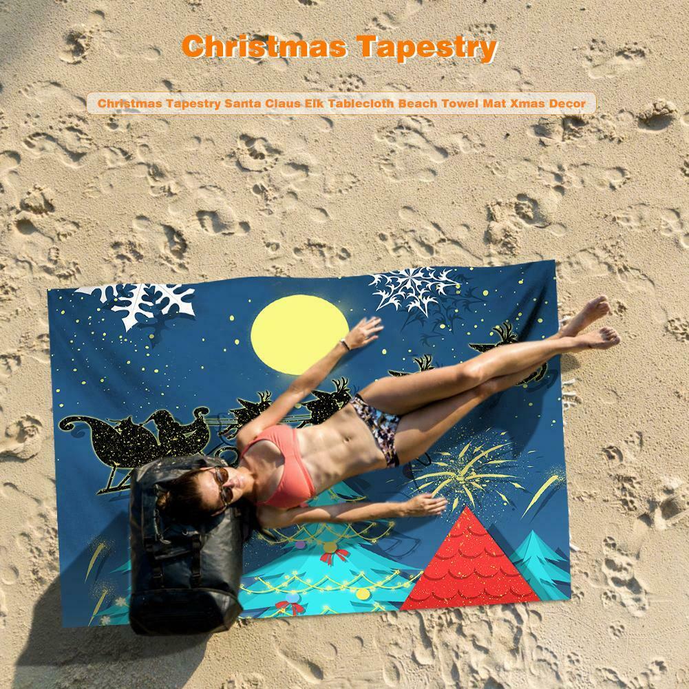 Christmas Tree Tapestry Xmas Tablecloth Beach Towel Yoga Mat Home Decor @