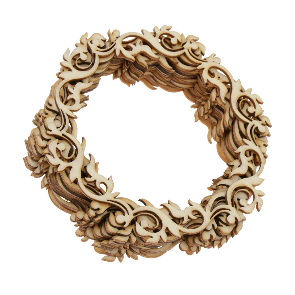 12Pcs Round Wood Pieces Wreath Embellishemnt for Christmas Tree Party Decors